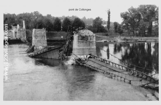 Carte postale de Lyon ... Pont détruit 1940. 1944 